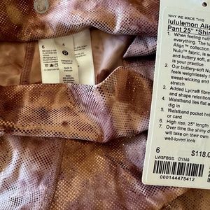 LuluLemon 25" Align shine leggings, size 6 NWT